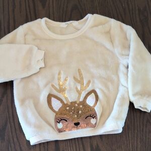 H&M Cream Warm Sweater with Gold Deer Design